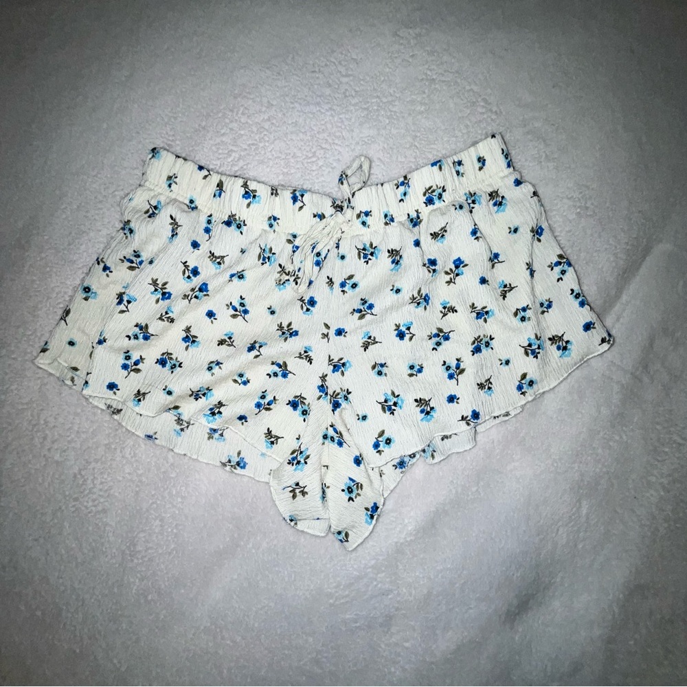 Floral Print White Shorts